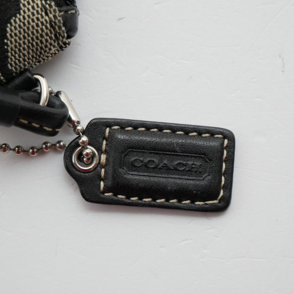 COACH VINTAGE SIGNATURE SMALL ACCESSORY POUCH ZIP WRISTLET CANVAS BLACK GREY - Picture 7 of 10